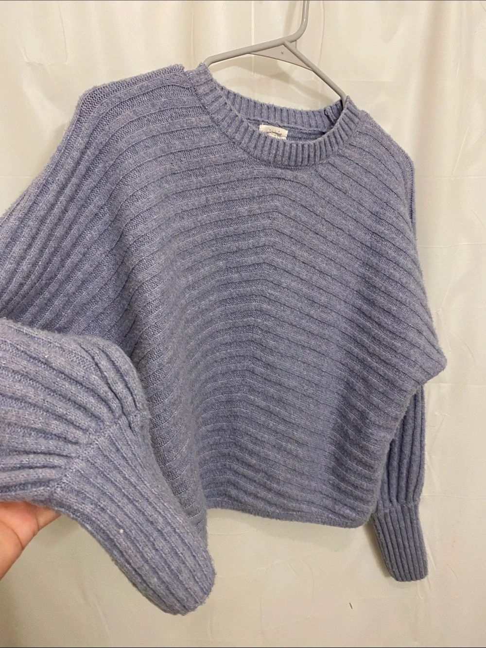 Hippie Rose Lavender Ribbed Slouch Crewneck Sweater